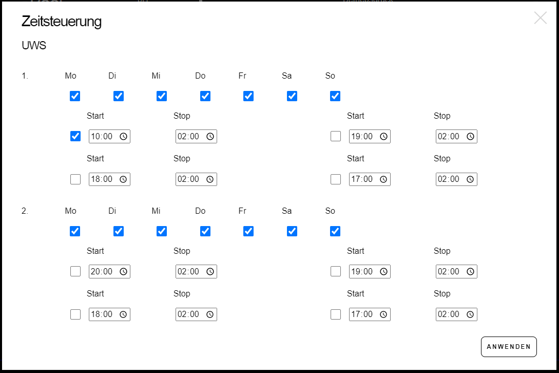 Wochentimer-Option